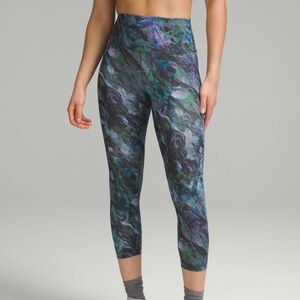 Lululemon Wunder Train High-Rise Crop 23" Sz 8 Molten Flash Green Athletic